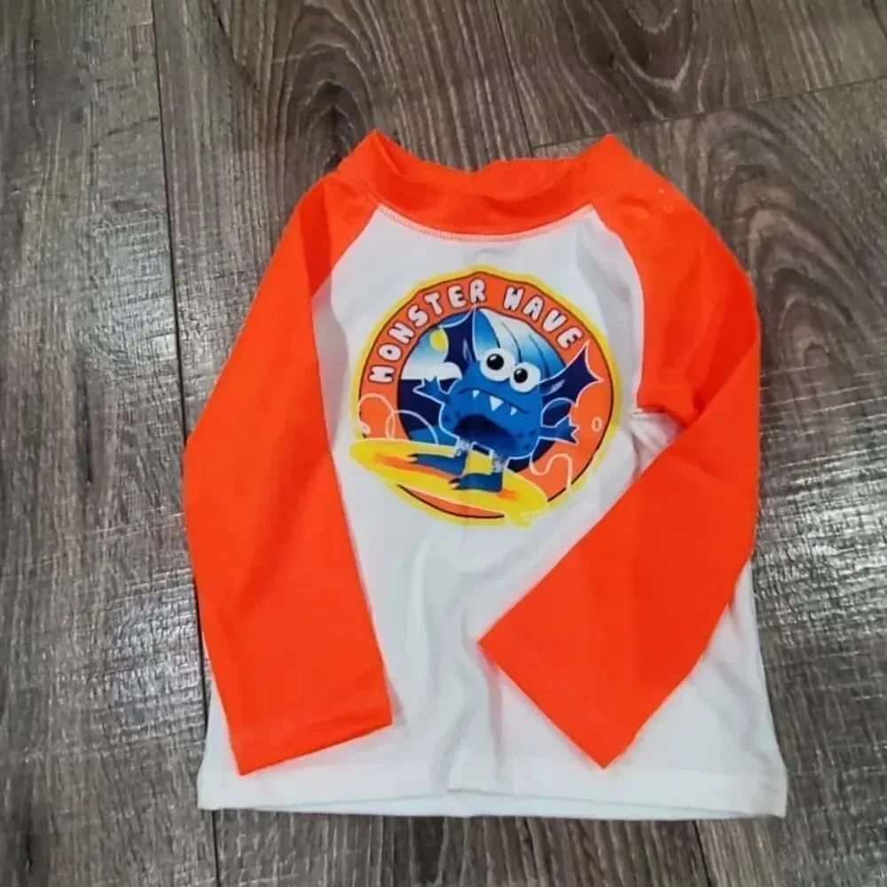 Boys Baby Swim Sets Size 12-18M Kids Swim Set - Orange and Green 2 Pieces
